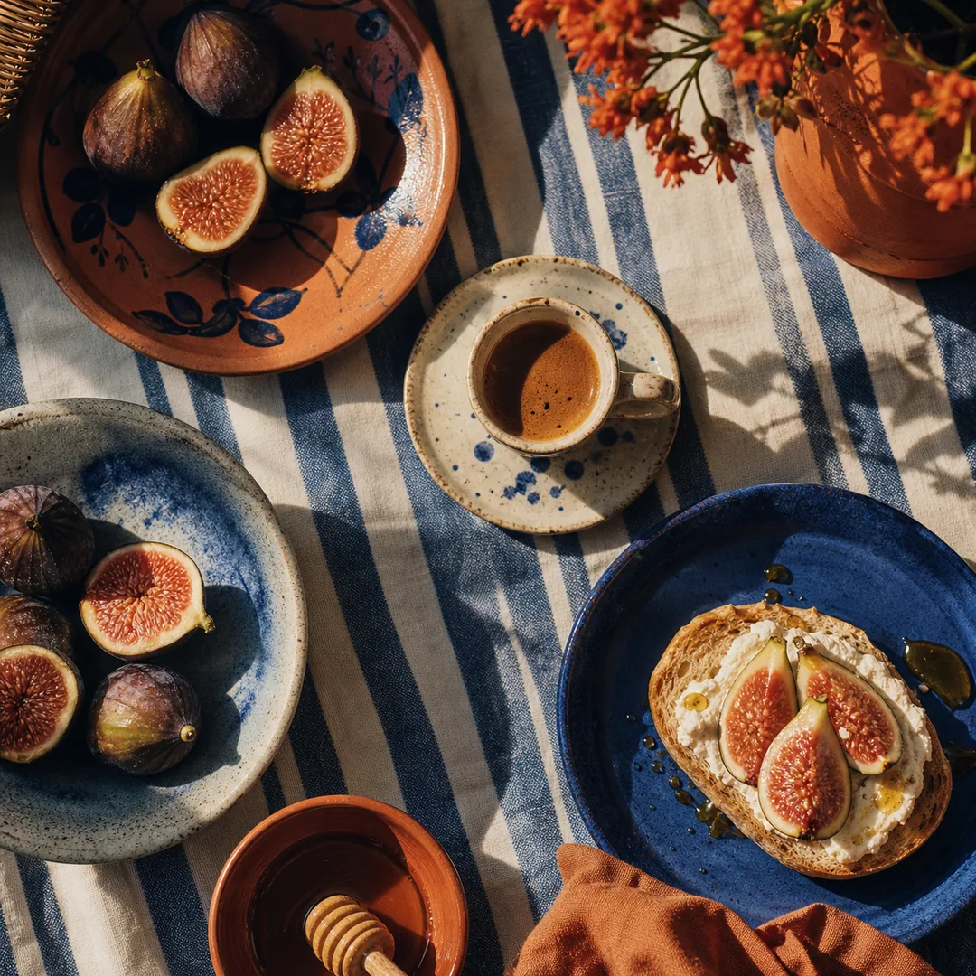 Mediterranean table scene for Instagram