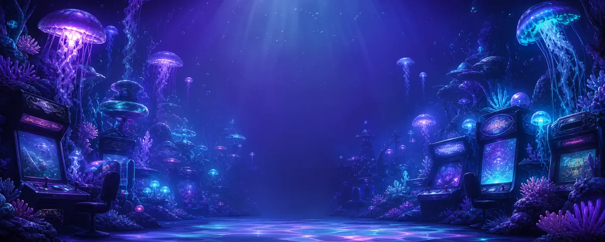 Wide bioluminescent arcade Twitch banner